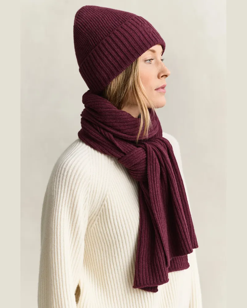Gant Damen Schal und Beanie mit Stickerei im Geschenkset DARKENED WINE Darkened