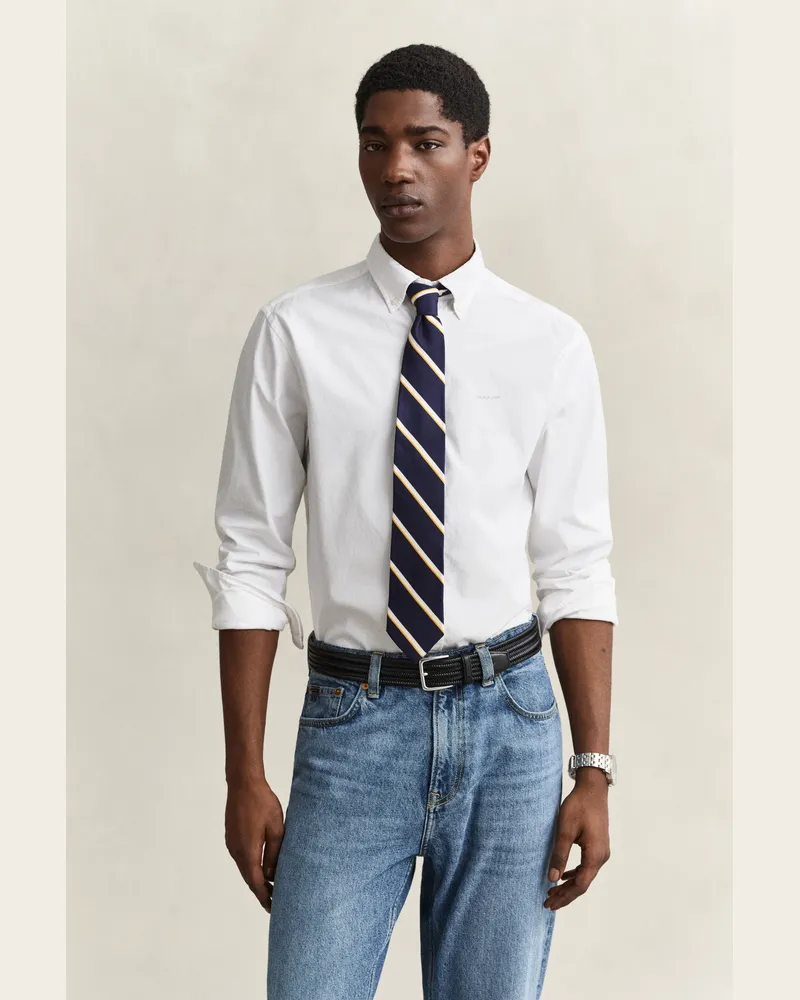 Gant Herren Regular Fit Pinpoint Oxford-Hemd Weiß Weiß