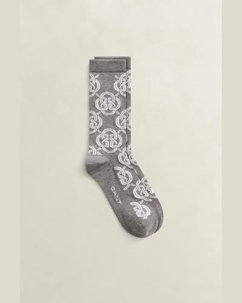 Gant Damen Monogram Socken DARK Grau MELANGE Dark