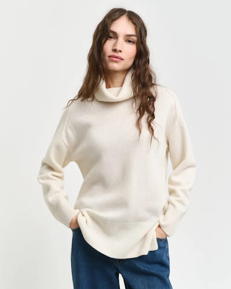 Gant Damen Herringbone Rollkragenpullover mit Detail 