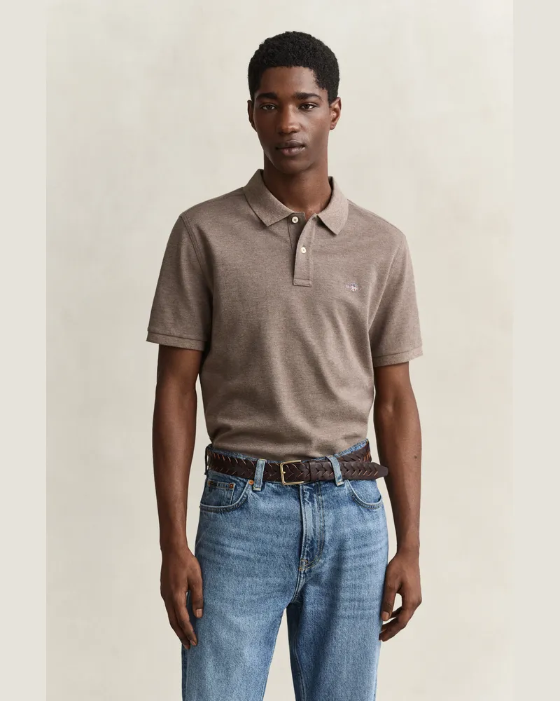Gant Herren Classic Regular Fit Poloshirt DK HAZELNUT MELANGE Dk