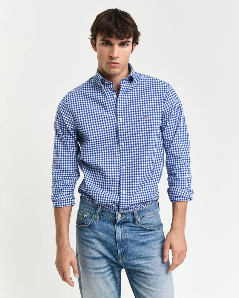 Gant Herren Regular Fit Classic Popeline Hemd mit Vichy-Karo 