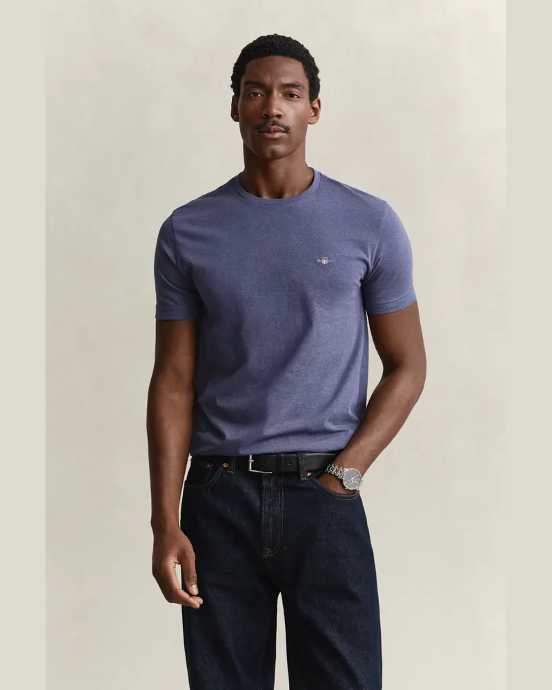 Gant Herren Regular Fit Shield T-Shirt DK JEANSBlau MELANGE Dk