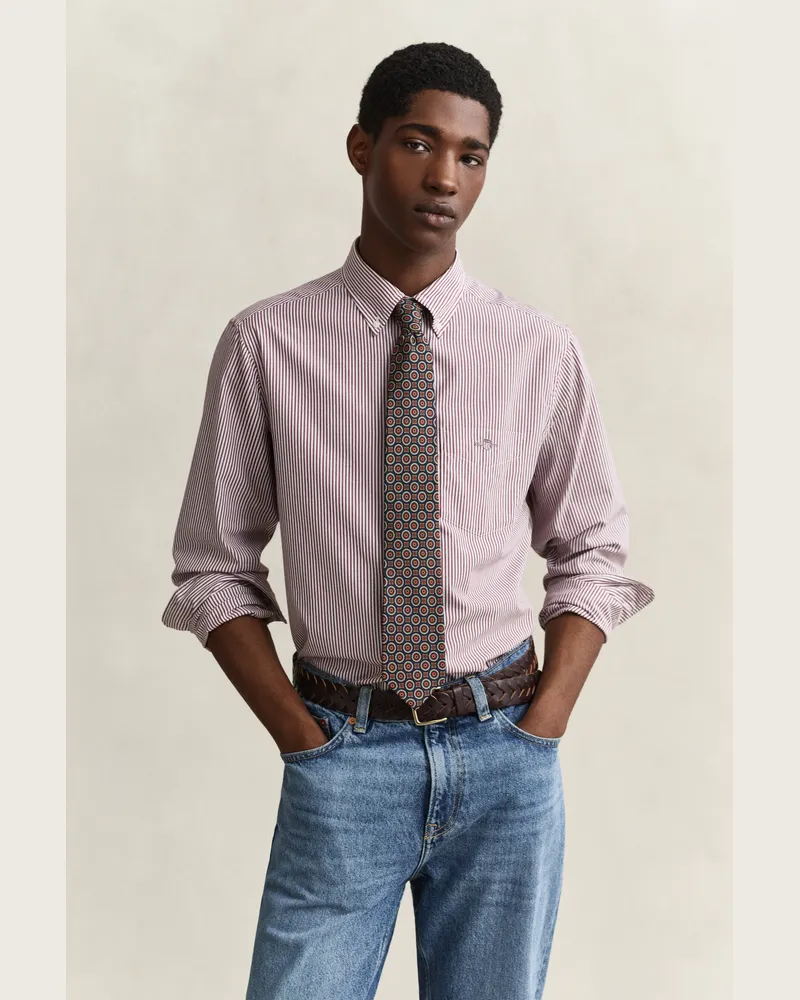 Gant Herren Popeline-Hemd im Regular Fit mit Streifen DEEP GRAPE WINE Deep