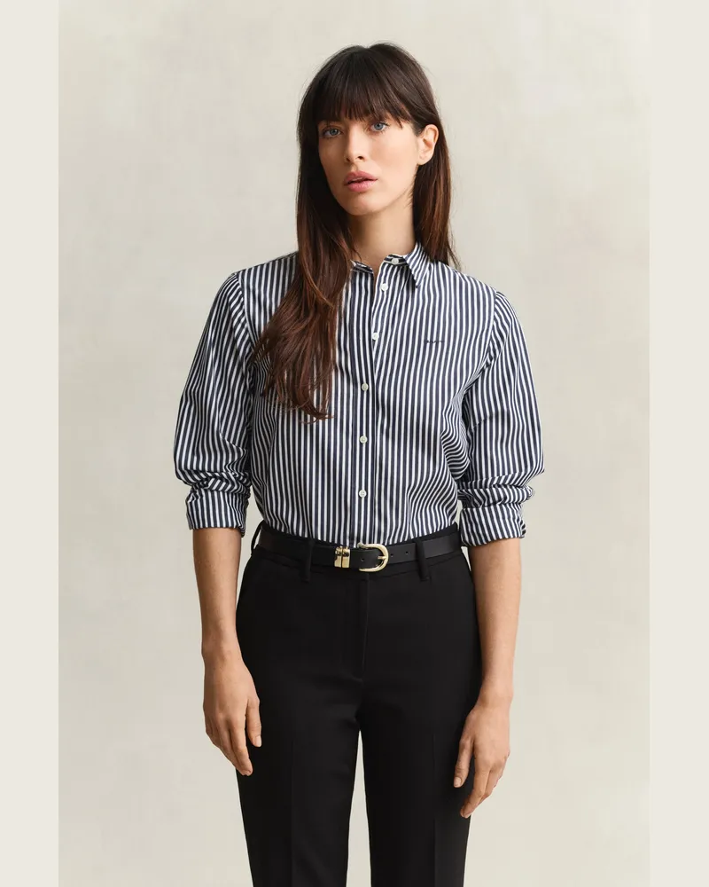 Gant Damen Popeline-Bluse im Regular Fit mit Streifen CLASSIC Blau Classic