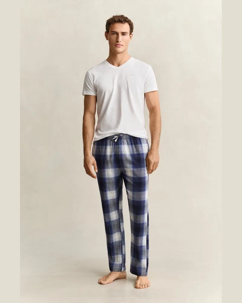 Gant Herren Flanellpyjamahose mit Karomuster MARINE Marine