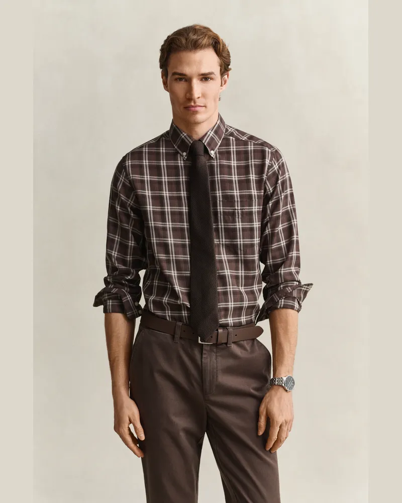 Gant Herren Kariertes Twillhemd FADED TAUPE Faded