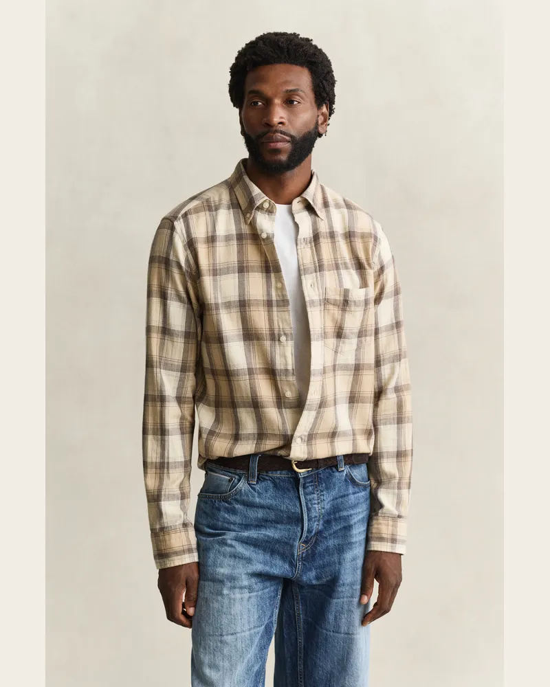 Gant Herren Windblown Flanel Karohemd DRY SAND Dry