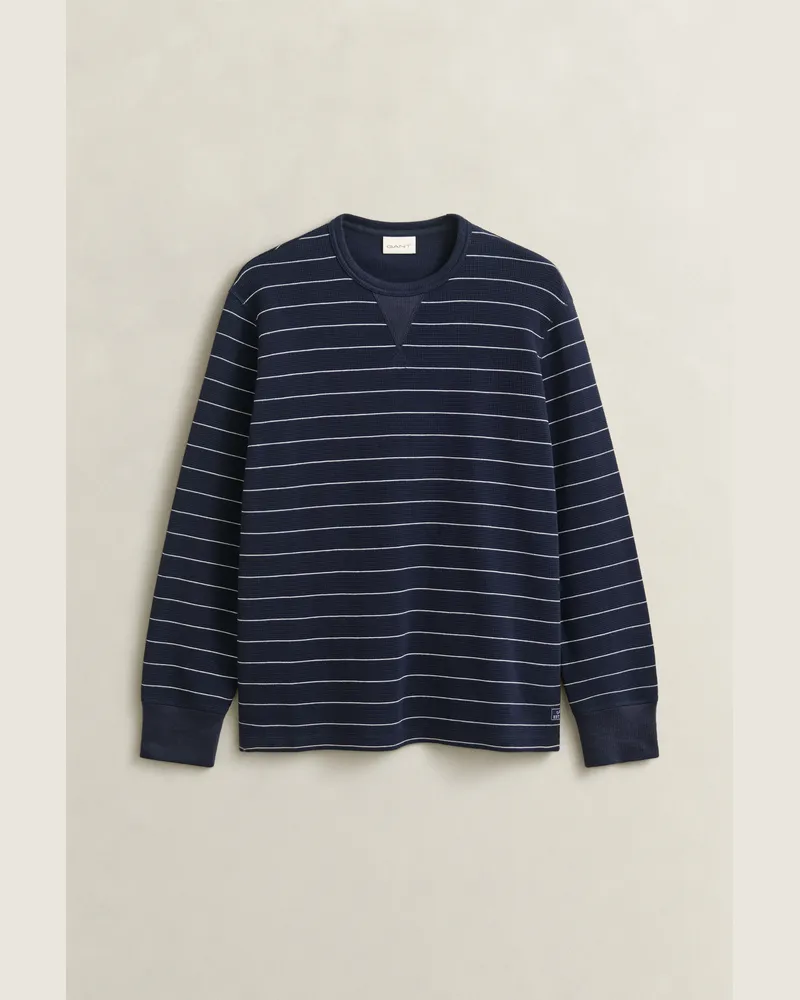 Gant Herren Strukturiertes Sweatshirt mit Streifen EVENING Blau Evening