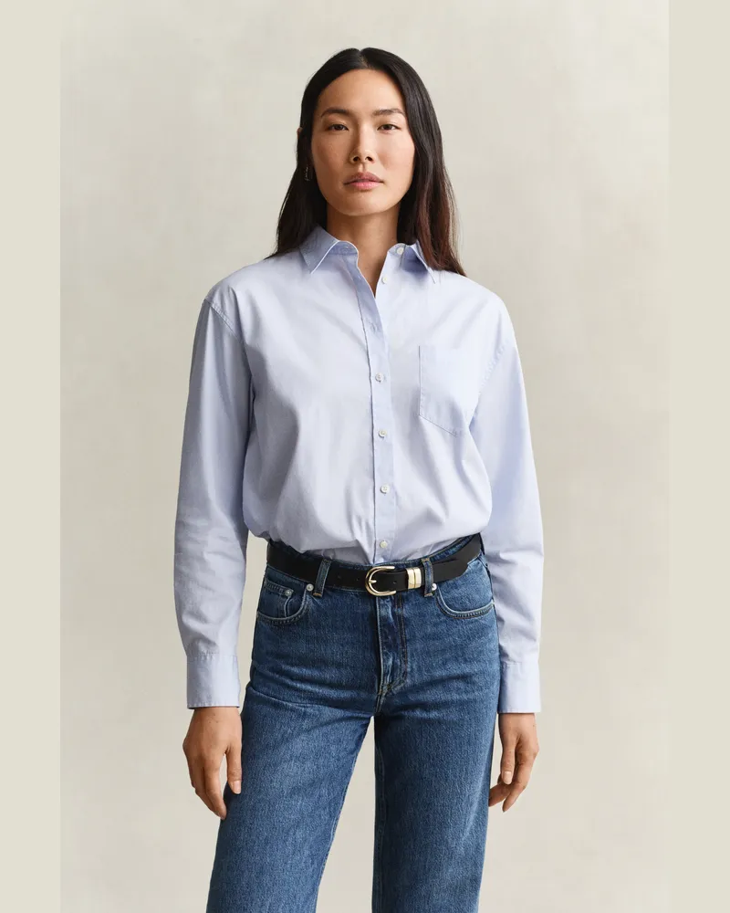 Gant Damen Regular Fit Classic Popeline Bluse LIGHT Blau Light