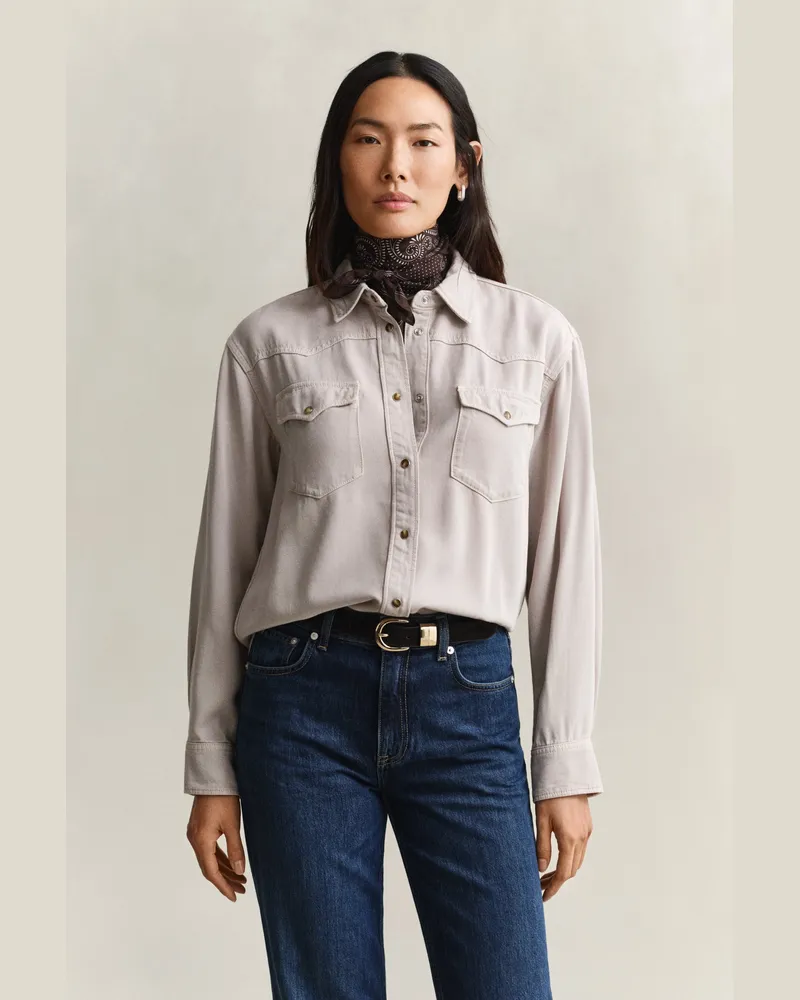 Gant Damen Ranger Bluse aus Denim-Twill CLAY BEIGE Clay