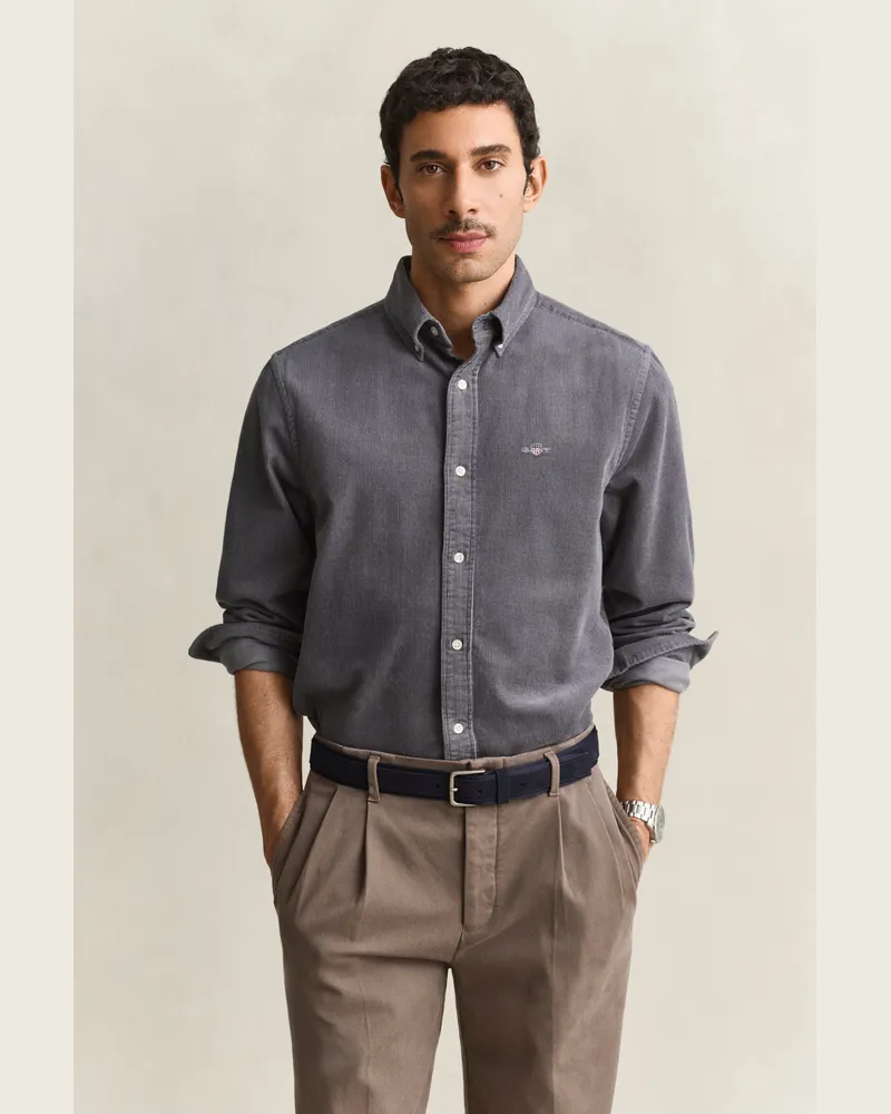 Gant Herren Cordhemd MID Grau Mid