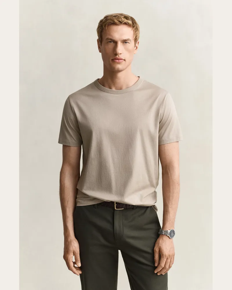 Gant Herren T-Shirt aus Pima-Baumwolle MIST TAUPE Mist
