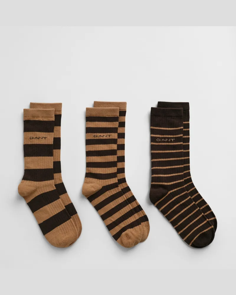 Gant Damen 3er-Pack Gerippte Socken mit Streifen 