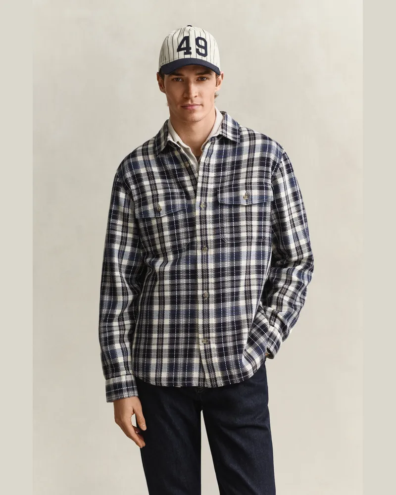 Gant Herren Karierte Hemdjacke aus Twill EVENING Blau Evening