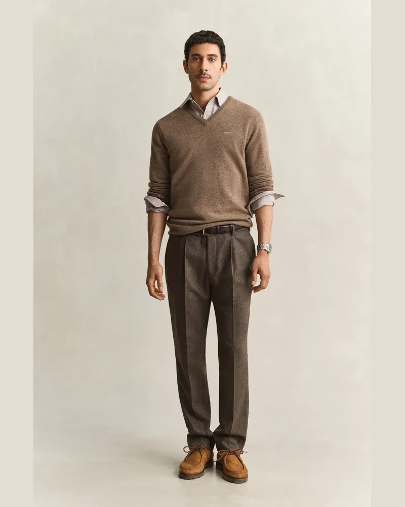 Gant Herren Herringbone Anzughose aus Wolle Schwarz Braun Schwarz