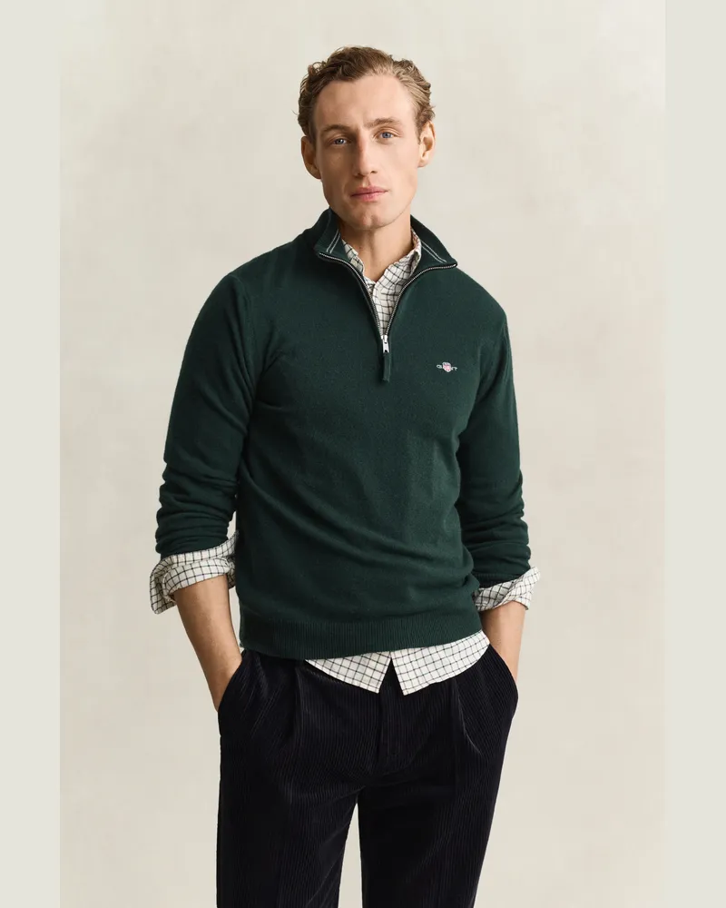 Gant Herren Troyer aus Lambswool TARTAN Grün Tartan