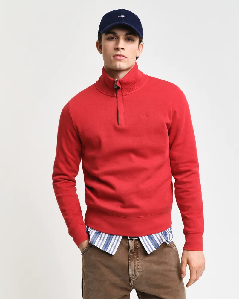 Gant Herren Sacker Rib Sweatshirt mit Reißverschlusskragen 