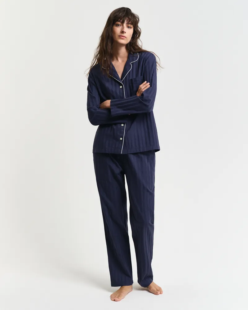 Gant Damen Gestreifter Satin Schlafanzug in Geschenkbox 