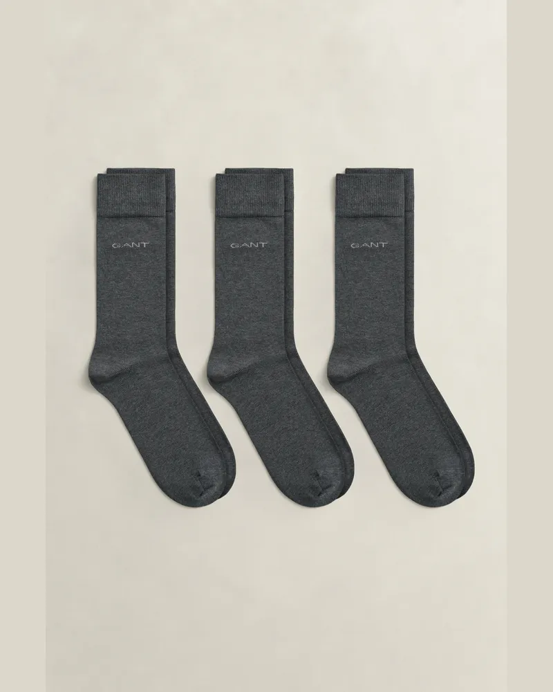 Gant Herren 3er-Pack Socken aus mercerisierter Baumwolle CHARCOAL MELANGE Charcoal