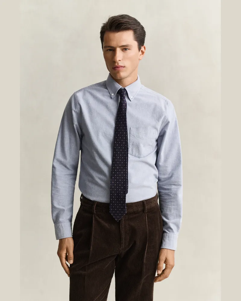 Gant Herren Hemd aus gebürstetem Oxford CRISP Blau Crisp