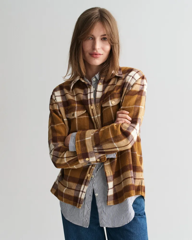 Gant Damen Karierte Flanell-Hemdjacke 