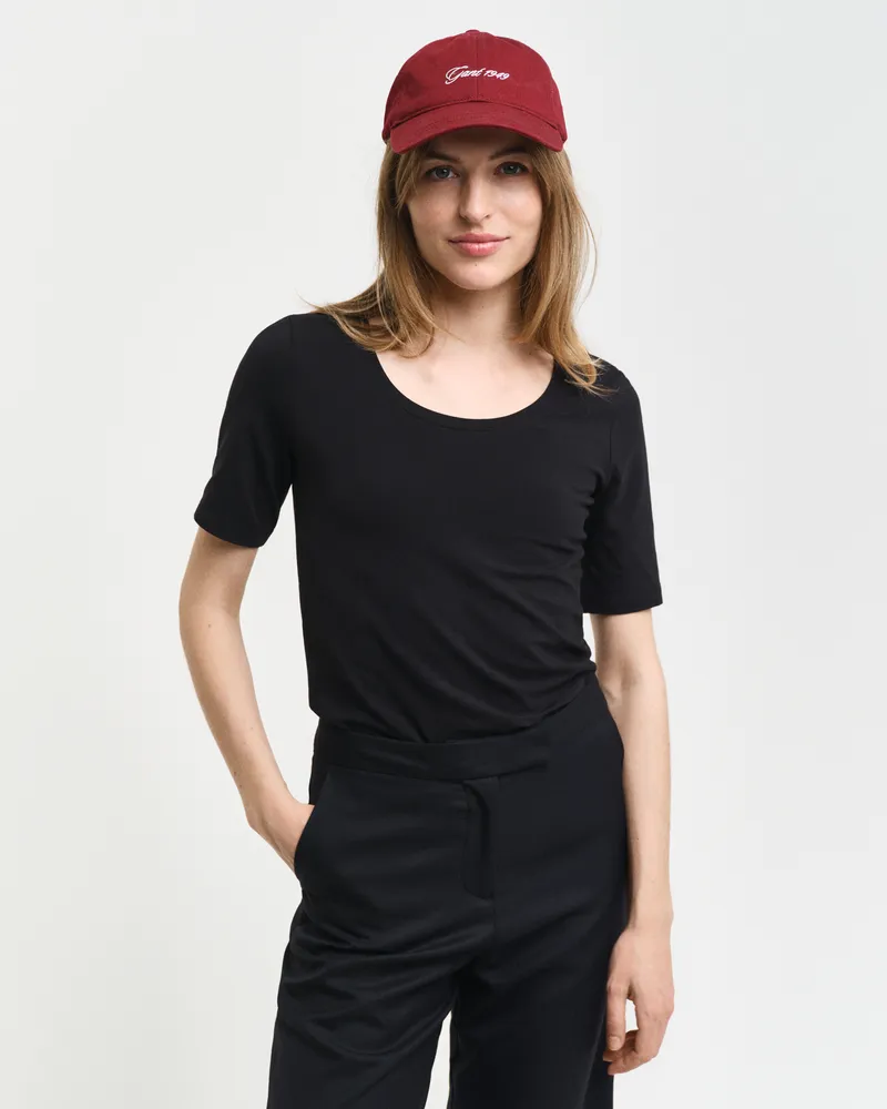 Gant Damen Kurzarmshirt mit U-Ausschnitt 