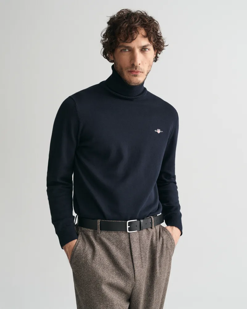 Gant Herren Klassischer Rollkragenpullover aus Baumwolle 