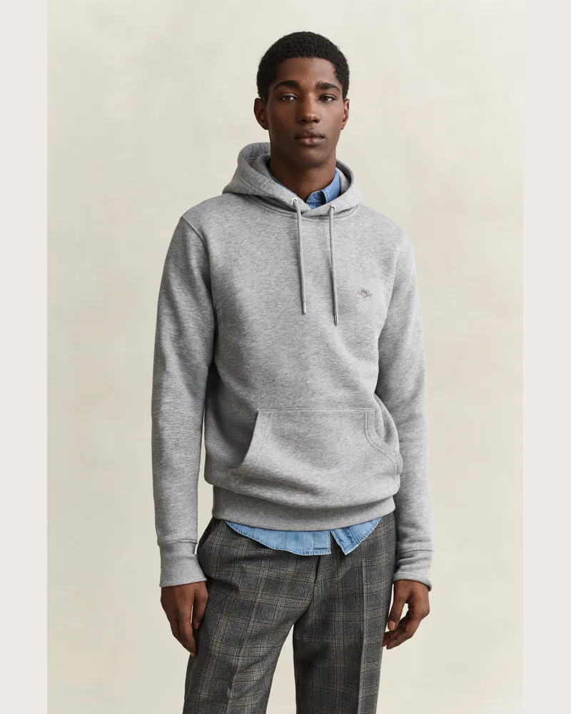 Gant Herren Shield Hoodie Grau MELANGE Grau