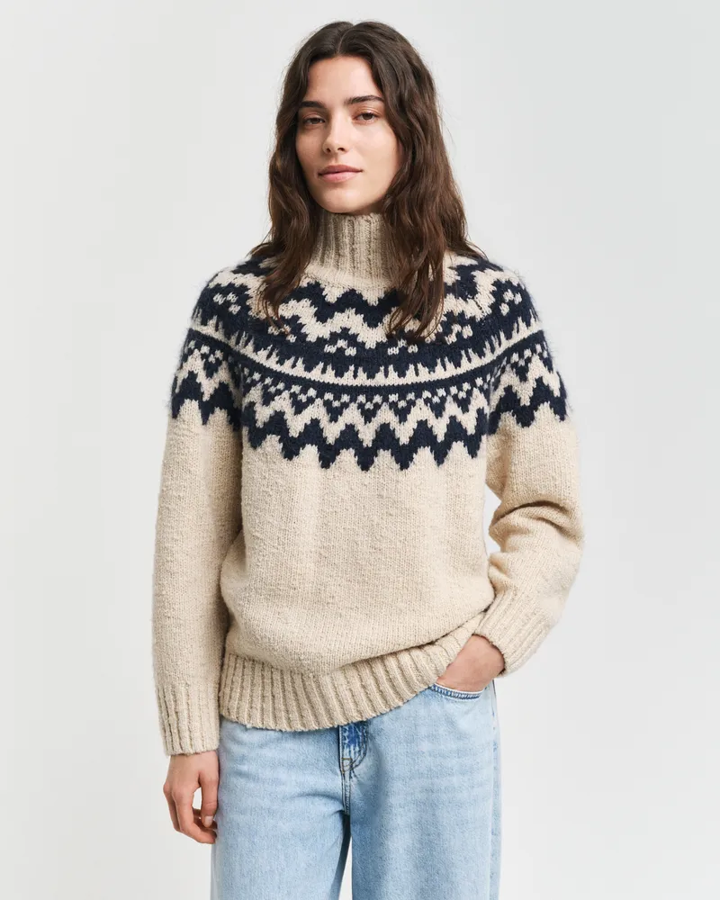 Gant Damen Fair Isle Stehkragenpullover 