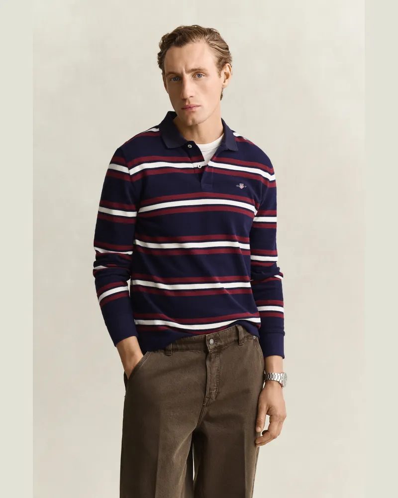Gant Herren Poloshirt mit Streifen CLASSIC Blau Classic