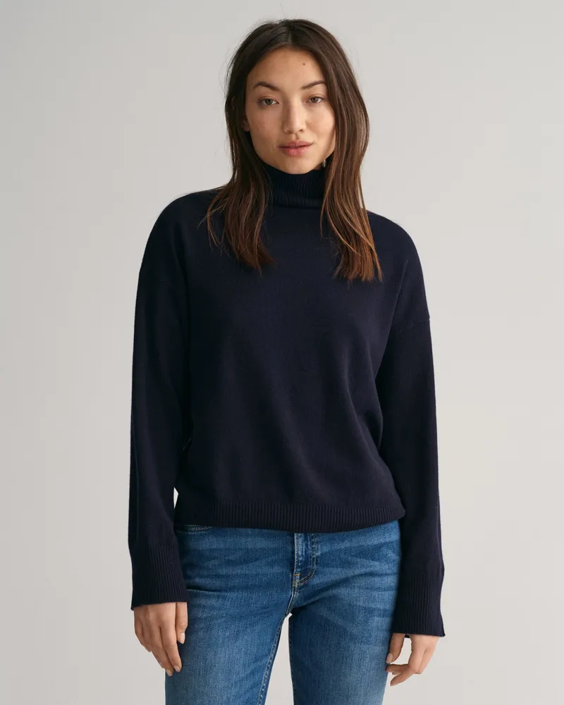 Gant Damen Superfine Lambswool Pullover mit Stehkragen 