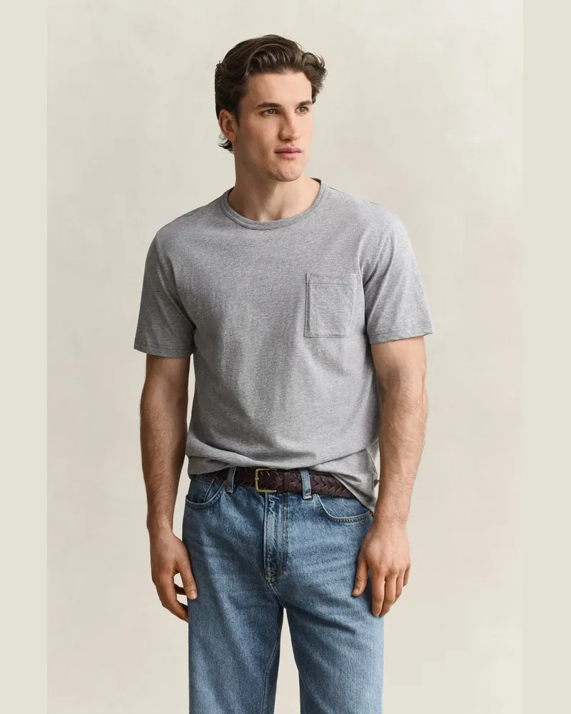 Gant Herren Meliertes T-Shirt Grau MELANGE Grau