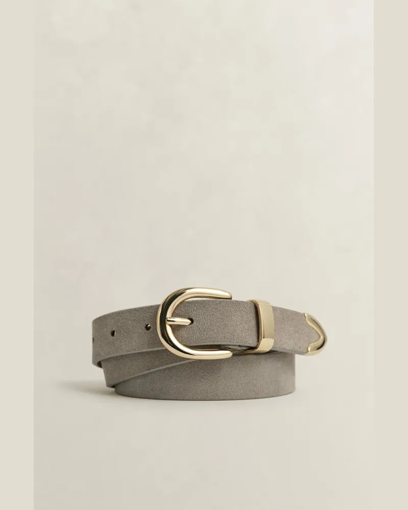 Gant Damen Veloursledergürtel mit Metalldetails Grau Grau