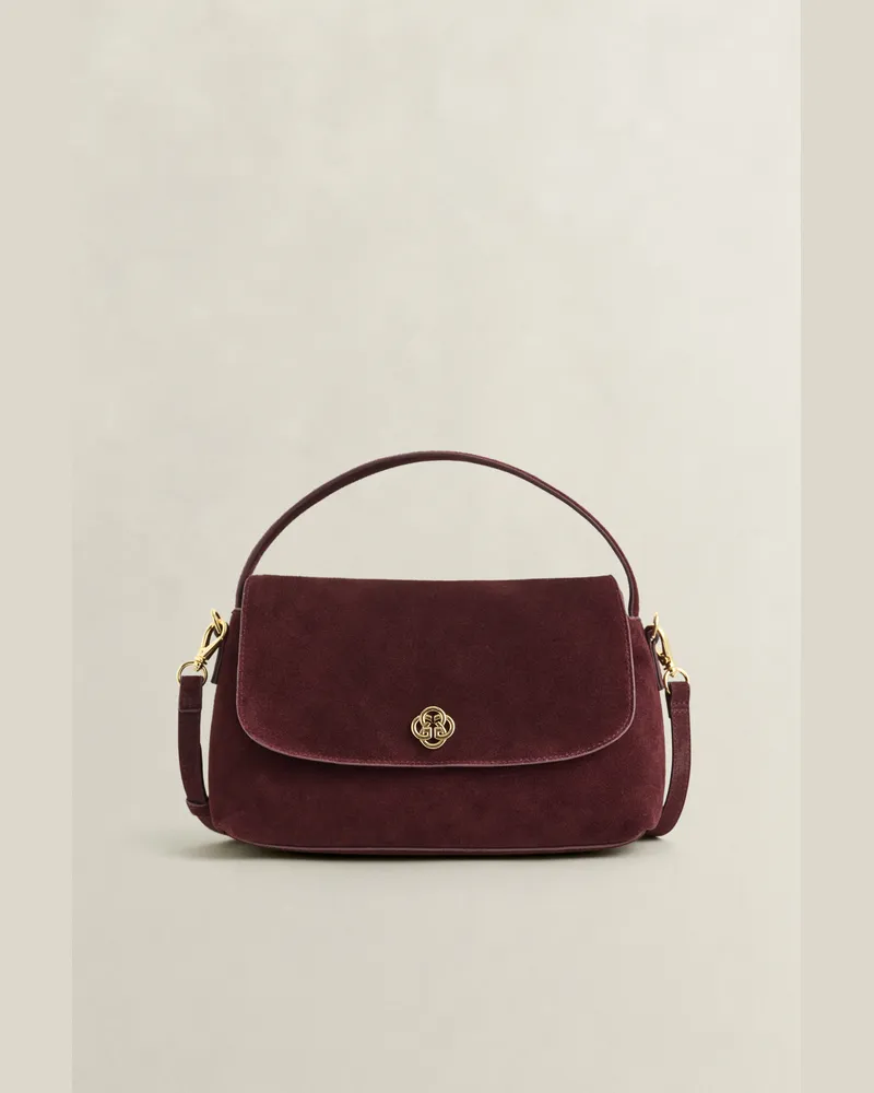 Gant Damen Slouchy Schultertasche aus Veloursleder DARKENED WINE Darkened