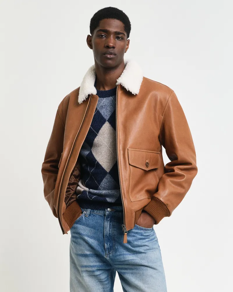 Gant Herren Aviator Lederjacke 