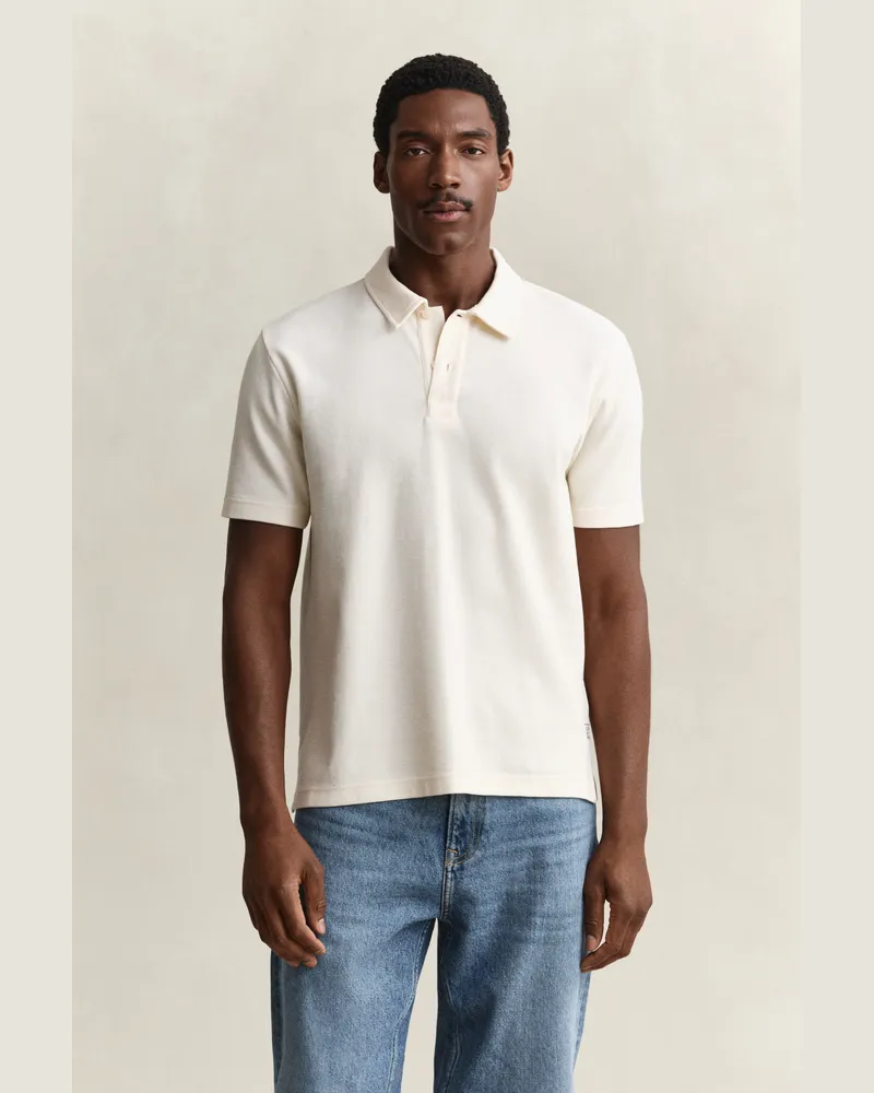 Gant Herren Poloshirt mit Waffelstruktur CREAM Cream