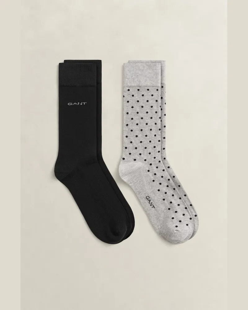 Gant Herren 2er-Pack Socken Einfarbig & Getupft LIGHT Grau MELANGE Light