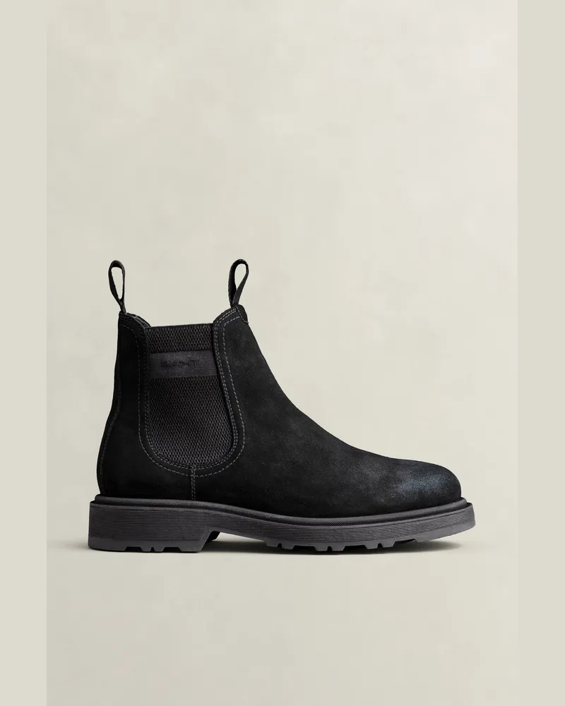 Gant Herren Blisdor Chelsea Boot aus Veloursleder Schwarz Schwarz