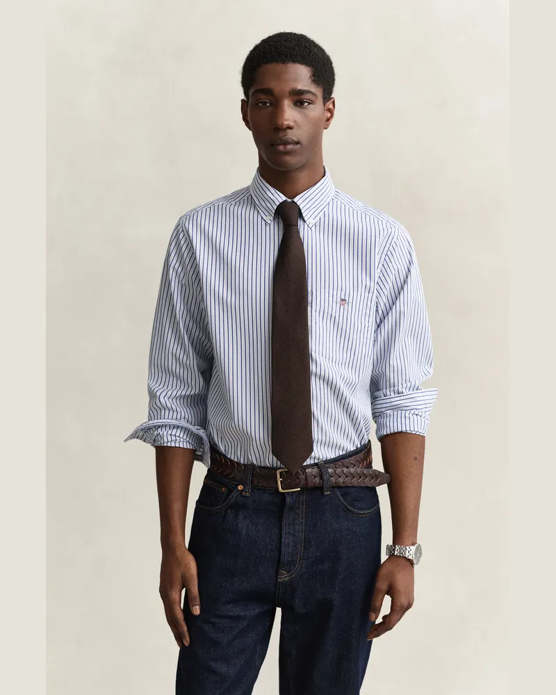 Gant Herren Gestreiftes Popeline-Hemd FRESH Blau Fresh