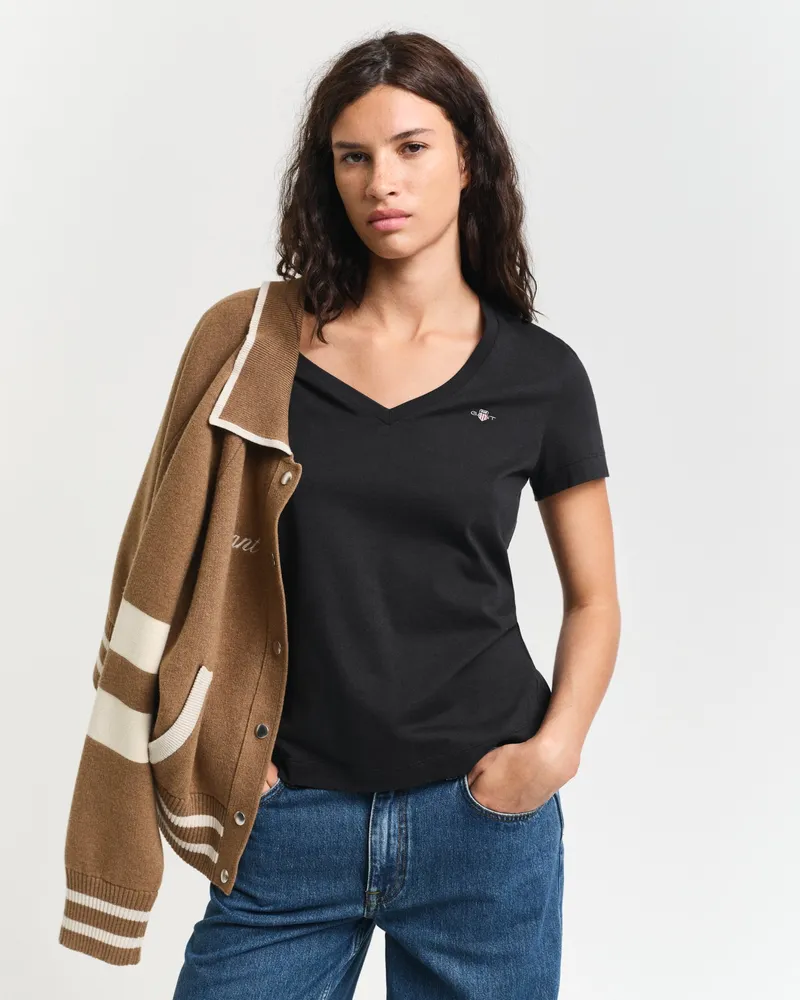 Gant Damen Shield V-Neck T-Shirt 