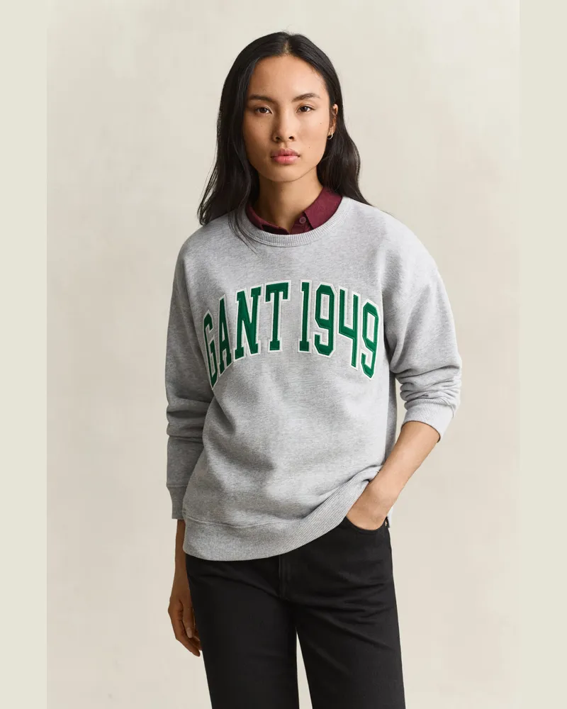 Gant Damen Graphic Sweatshirt LIGHT Grau MELANGE Light