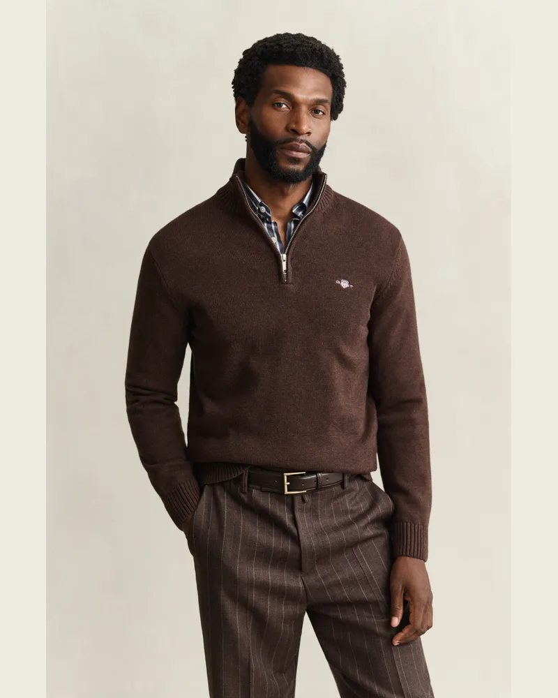 Gant Herren Casual Troyer aus Baumwolle Schwarz Braun MELANGE Schwarz