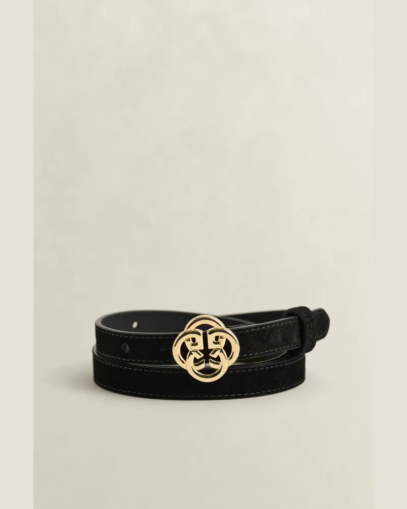 Gant Damen Monogram Gürtel aus Veloursleder Schwarz Schwarz