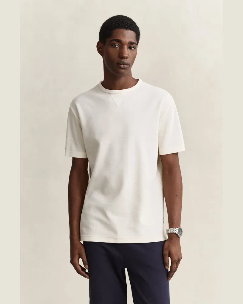 Gant Herren Strukturiertes T-Shirt CREAM Cream