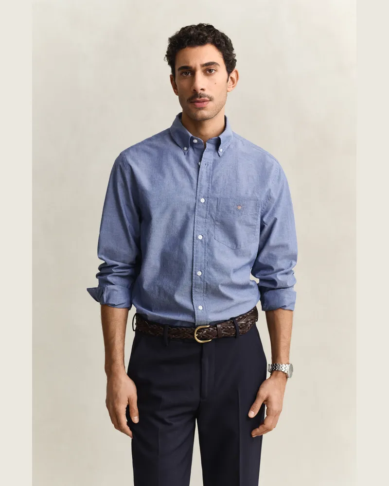 Gant Herren Classic Regular Fit Popeline Hemd COLLEGE Blau College