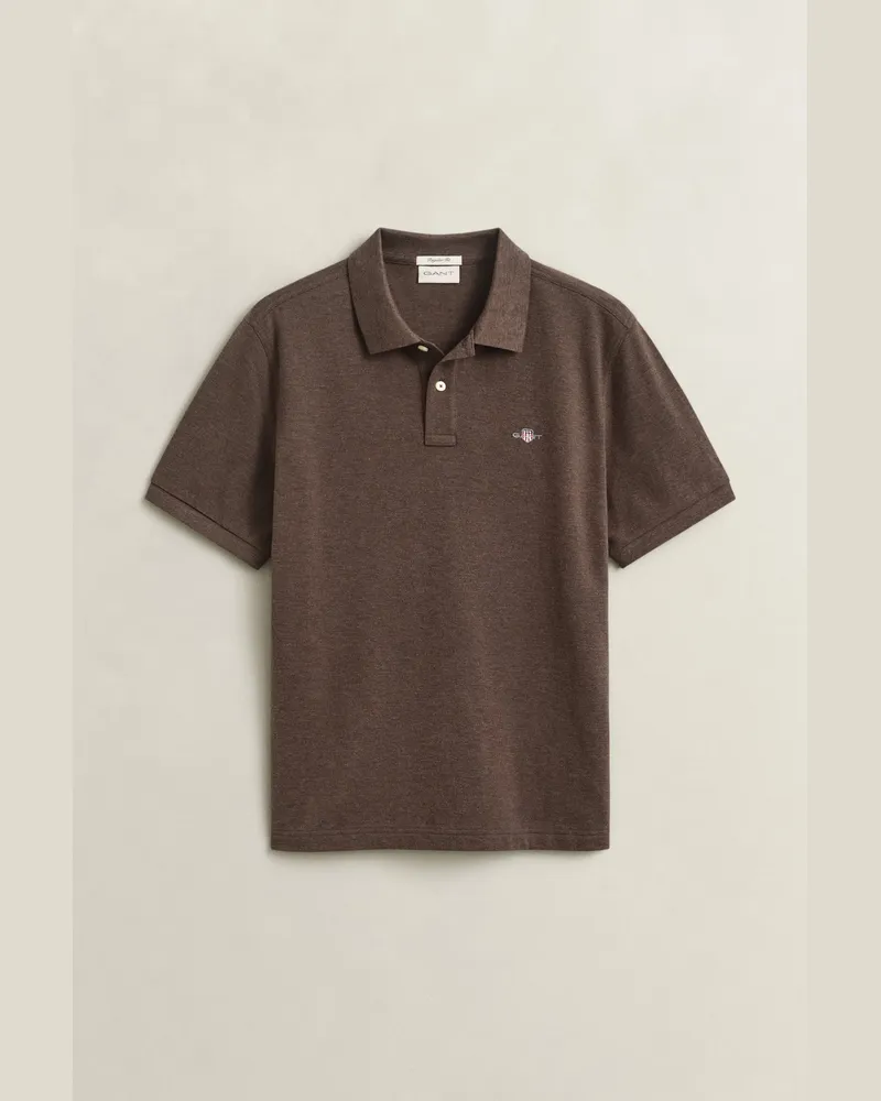 Gant Herren Classic Regular Fit Poloshirt Schwarz Braun MELANGE Schwarz