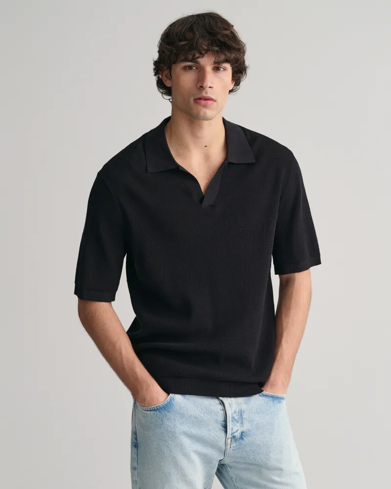 Gant Herren Polopullover mit offenmaschiger Struktur 
