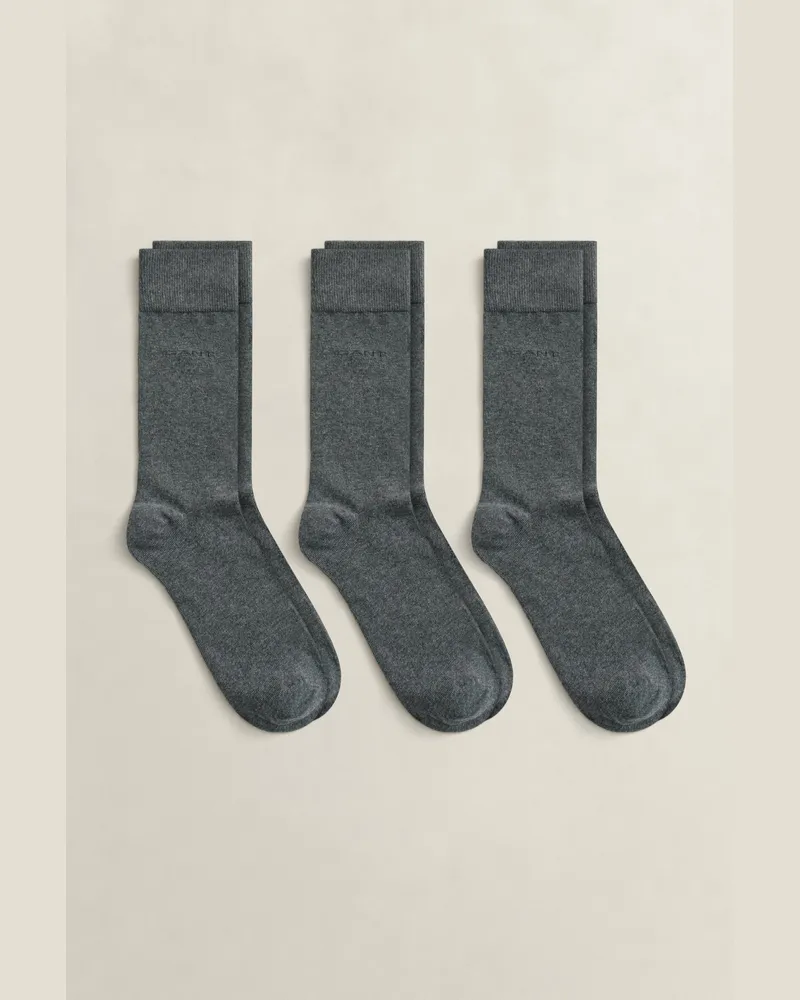 Gant Herren Dreierpack Baumwollsocken CHARCOAL MELANGE Charcoal