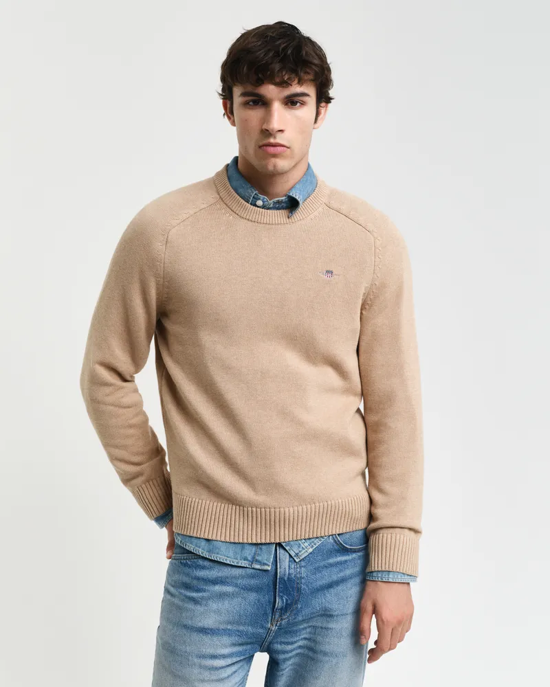 Gant Herren Casual Rundhalspullover aus Baumwolle 